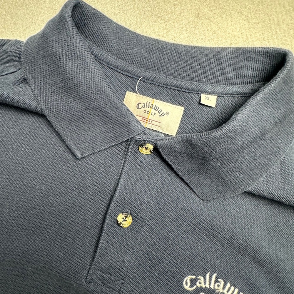 Callaway Golf Polo Shirt Mens XL Navy Blue Cotton Pique Short Sleeve Sport Logo
